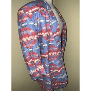 VTG Southwest Aztec Tribal Linen Coat Blazer Sz XL Womens MAURIZIO RAMANI Y2K